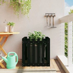 Fioriera Giardino A Recinzione Nera 60x60x60 Cm Massello Pino /