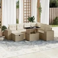 Set Divano da Giardino 8 pz con Cuscini Beige in Polyrattan 3275318