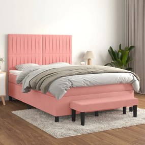 Giroletto A Molle Con Materasso Rosa 140x200 Cm İn Velluto /