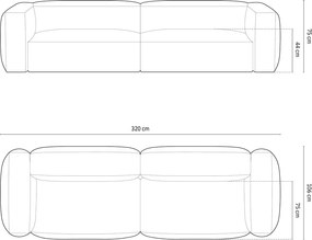 Divano componibile grigio con rivestimento in velluto 320 cm Martina – Micadoni