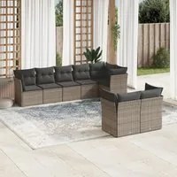 Set Divano da Giardino 8 pz con Cuscini Grigio in Polyrattancod mxl 87248