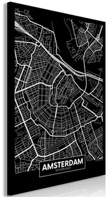 Quadro Dark Map of Amsterdam (1 Part) Vertical  Colore ---, Dimensioni e Misure 40x60