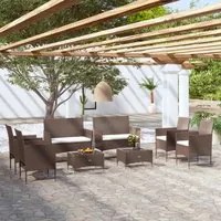 Set Divani da Giardino 8 pz con Cuscini in Polyrattan Marrone cod mxl 40574