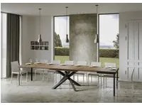 Tavolo da Pranzo Volantis Evolution 90x120 Allungato 90x380 in Nobilitato e Ferro Colore: Noce