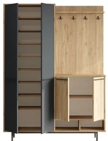 Mobile Ingresso Multiripiano Con Scarpiera E Appendiabiti Whisper Effetto Legno E Antracite