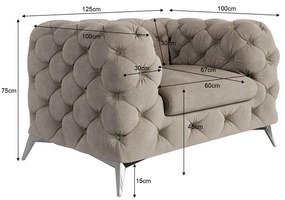 Poltrona greige con rivestimento in velluto Chelsea – Ropez