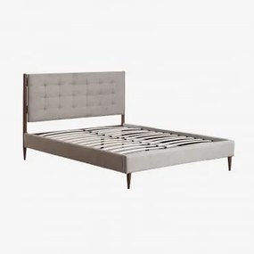 Letto Imbottito Samira Tessuto Grigio Talpa Chiaro & 135 X 200 Cm - Sklum