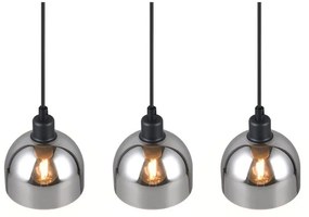 Lampadario nero/argentato con paralume in vetro Molly – Reality