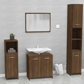 Set Mobili Da Bagno Rovere Marrone İn Legno Multistrato /