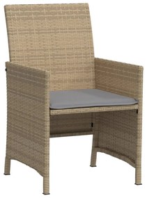 Set da bistrò 3 pz con cuscini beige misto in polyrattan