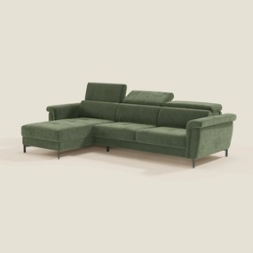 Capri Divano letto angolare con penisola contenitore e poggiatesta reclinabili - elegante tessuto smacchiabile T30