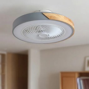 Brilagi - Plafoniera dimmerabile a LED con ventilatore, 38W/230V, 50 cm, grigio/rovere + telecomando
