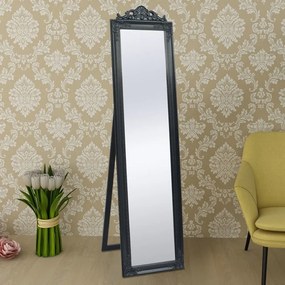 Specchio Autoportante Stile Barocco 160x40 cm Nero