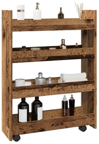 Carrello Stretto A 4 Livelli Legno Antico İn Truciolato /