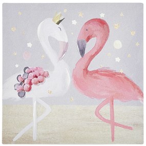Set di 3 stampe su tela grigio e rosa 30 x 30 cm TIMIA Beliani