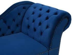 Chaise longue destra in velluto blu NIMES Beliani