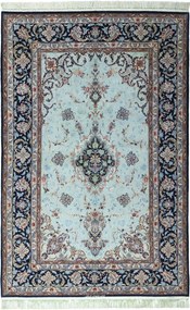 Isfahan Tappeto 160 x 240 Blu (Iran) Annodato A Mano