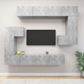 Set Mobili Porta Tv 8pz Grigio Cemento İn Legno Multistrato /