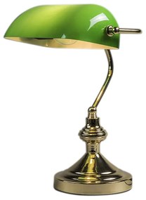 Lampada da tavolo intelligente ottone con vetro verde incl. Wifi P45 - Banker
