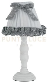 Lume candy bianco con legno 1 luce attacco e14 18x34cm con paralume