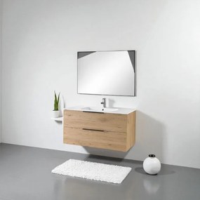 Mobile sospeso da bagno BALI 100 cm Quercia Naturale con specchio a LED