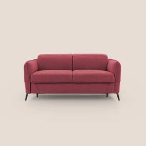Bloom Divano con poggiapiedi estraibile piedini alti e poggiatesta reclinabili in tessuto bouclé impermeabile T07 rosso