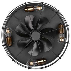 Plafoniera nera opaca con telecomando e ventilatore Trondheim – Trio