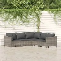 Set Divani da Giardino 5 pz con Cuscini in Polyrattan Grigio 3187279