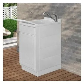 Mobile Lavatoio in Kit 45x60 cm con Vasca in Resina colore Bianco