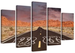 Quadri Quadro 5 pezzi Stampa su tela Paesaggio stradale della Route 66