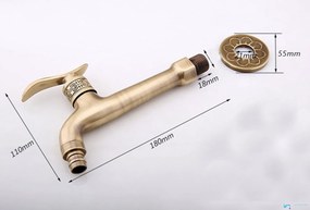 Rubinetto da bagno a parete EYN CW1347 per acqua fredda in più finiture, tra cui ottone anticato e marrone dorato