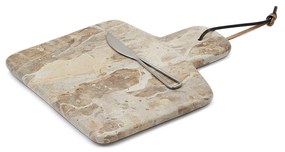 Kave Home - Set di tagliere grande e coltello Suka in marmo beige