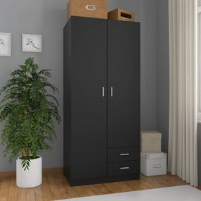 Armadio Nero 80x52x180 Cm İn Legno Multistrato /