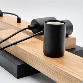 Lampadario a sospensione con filo CORTINA 4xE27/15W/230V nero/quercia