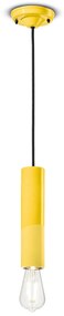 Sospensione Piccola Vintage Decò Pi Ceramica Giallo Limone 1 Luce E27
