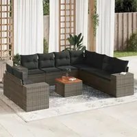 Set Divano da Giardino 10 pz con Cuscini Grigio in Polyrattancod mxl 112118