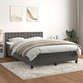 Giroletto A Molle Con Materasso Grigio Scuro 140x190 Cm Velluto /