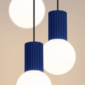 Lampadario blu scuro con paralume in vetro ø 25 cm Orbital – Sollux