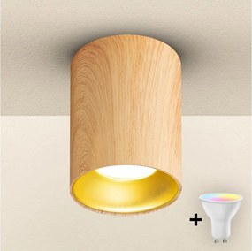 Brilagi - Faretto dimmerabile LED RGBW TRINE 1xGU10/6W/230V, finitura rovere