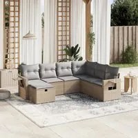 Set Divano da Giardino 7 pz con Cuscini Beige Misto Polyrattan 3263835