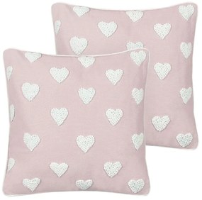 Set di 2 cuscini cotone rosa 45 x 45 cm GAZANIA Beliani