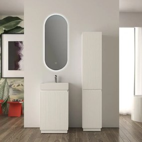 Colonna per mobile bagno Cortina L36 x P30 x H185cm, cannettato, bianco opaco, chiusura ammortizzata.