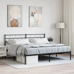 Giroletto Con Testiera İn Metallo Nero 200x200 Cm /