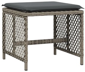 Set da pranzo da giardino 11pz con cuscini in polyrattan grigio