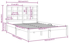 Giroletto Bianco in Legno Massello 150x200 cm King Size