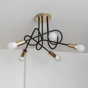 Lampadario a plafone OXFORD 5xE27/15W/230V oro/nero