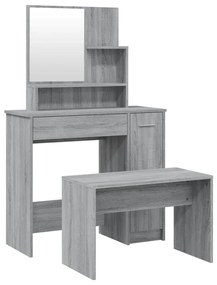 Set tavolo da toeletta grigio sonoma 86,5x35x136 cm