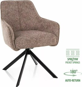 Sedia Notti Leo girevole 180° con Auto-Return in tessuto beige scuro e nero