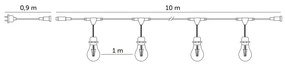 Catena decorativa da esterno LED BAJA ST64 10xE27/1W/230V 10,9m IP44 bianco caldo