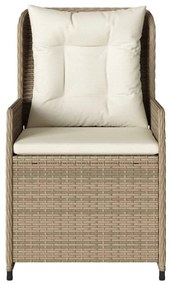 Sedie da giardino reclinabili 2 pz beige polyrattan